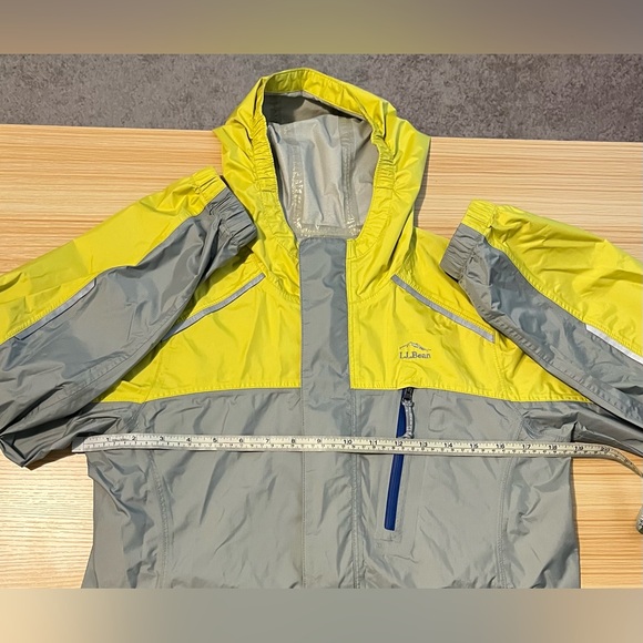 L.L. Bean Youth L Rain Jacket Gray Yellow Waterproof Reflective Outdoor Shell - Picture 10 of 16